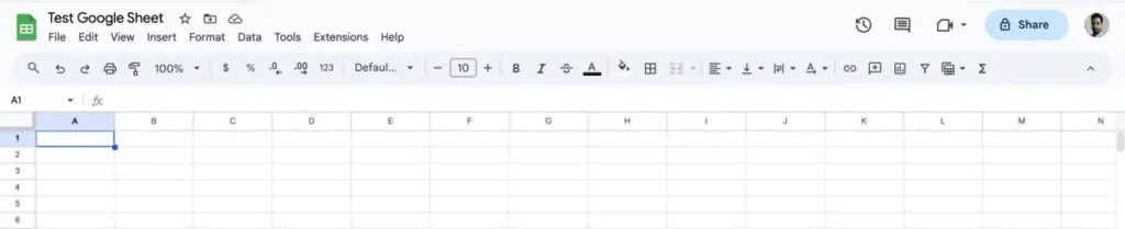 Interfaz de Google Sheets